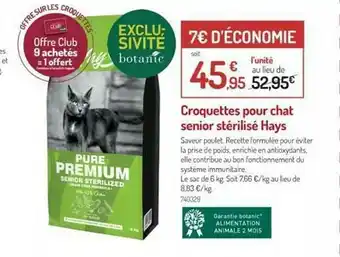Botanic Croquettes Pour Chat Senior Stérilisé Hays offre