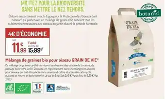 Botanic Mélange De Graines Bio Pour Oiseau Grain De Vie offre