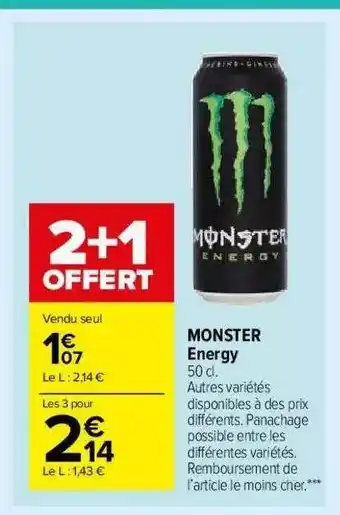 Carrefour Market Monster Energy 2+1 Offert offre