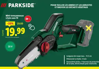 Lidl PARKSIDE Mini-tronçonneuse à bois sans fil offre