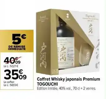 Carrefour Market Coffret Whisky Japonais Premium Togouchi offre