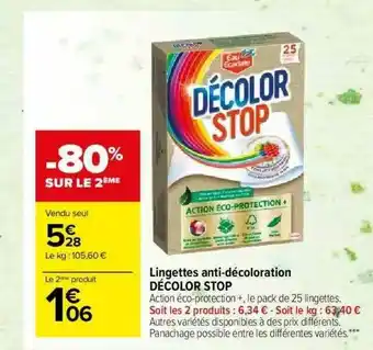 Carrefour Market Lingettes Anti-décoloration Décolor Stop -80% Sur Le 2ème offre