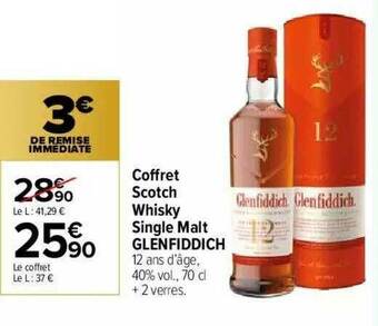 Carrefour Market Coffret Scotch Whisky Single Malt Glenfiddich offre