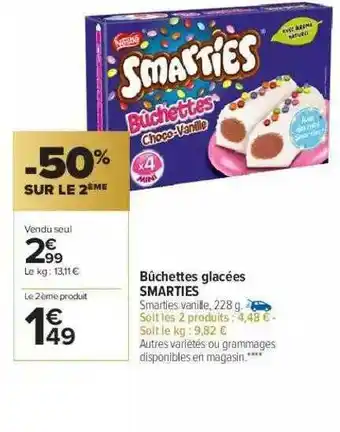 Bûchettes Glacées Smarties -50% Sur Le 2ème