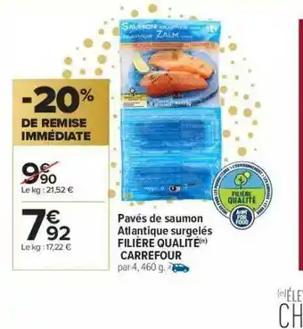 Carrefour Market Pavés De Saumon Atlantique Surgelés Filière Qualité Carrefour -20% De Remise Immédiate offre