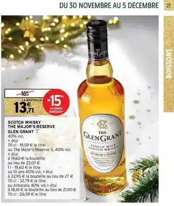Intermarché Hyper Scotch Whisky The Major's Reserve Glen Grant offre