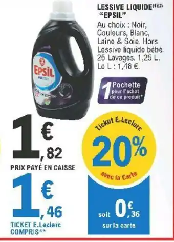 E.Leclerc Lessive Liquide Epsil offre