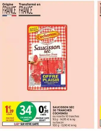 Saucisson Sec 30 Tranches Cochonou