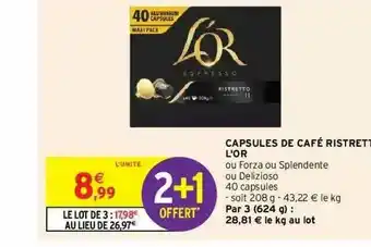 Intermarché Hyper Capsules De Café Ristretti L'or offre