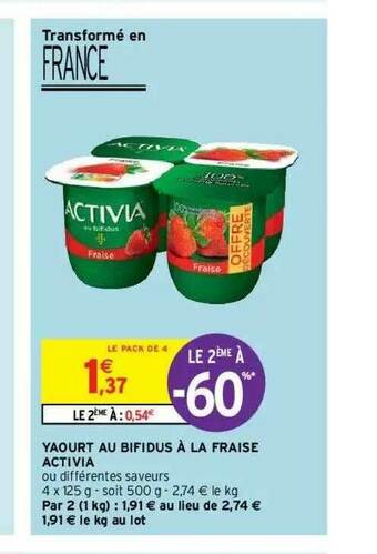 Yaourt Au Bifidus à La Fraise Activia