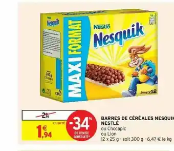 Intermarché Hyper Barres De Céréales Nesqik Nestlé offre