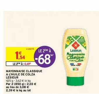 Intermarché Hyper Mayonnaise Classique à L'huile De Colza Lesieur offre