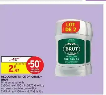 Intermarché Hyper Déodorant Stick Original Brut offre