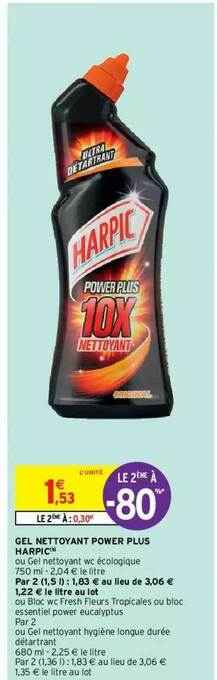 Intermarché Hyper Gel Nettoyant Power Plus Harpic offre