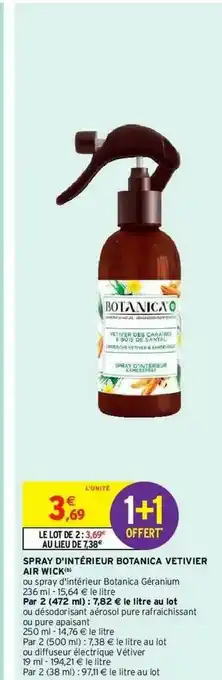 Intermarché Hyper Spray D'intérieur Botanic Vetivier Air Wick offre