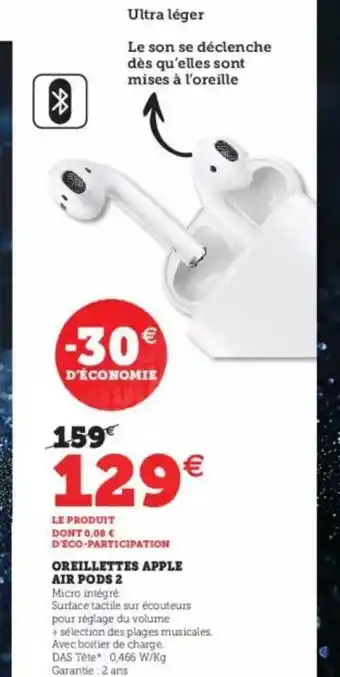Oreillettes Apple Air Pods 2