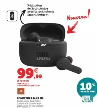 Super U écouteurs Sans Fil Jbl offre