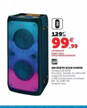 Super U Enceinte High Power Dual offre