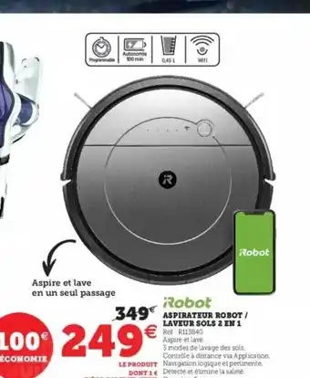 Super U Aspirateur Robot - Laveur Sols 2 En 1 offre