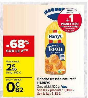 Carrefour Brioche Tressée Nature Harrys offre