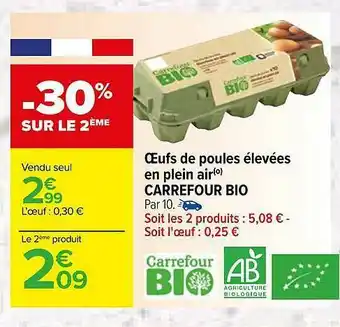 Carrefour Oeufs De Poules élevées En Plein Air Carrefour Bio offre