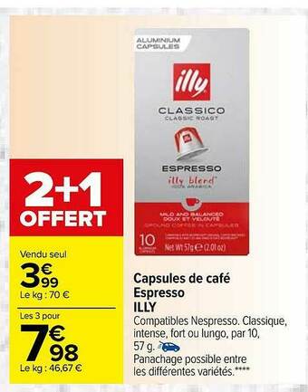 Carrefour Capsules De Café Espresso Illy offre