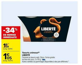 Carrefour Yaourts Crémeux Liberté offre