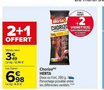 Carrefour Chorizo Herta offre