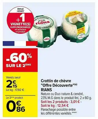 Carrefour Crottin De Chèvre offre