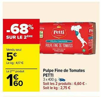 Carrefour Pulpe Fine De Tomates Petti offre