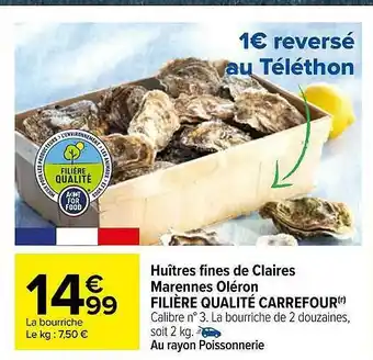 Carrefour Huîtres Fines De Claires Marennes Oléron Filière Qualité Carrefour offre