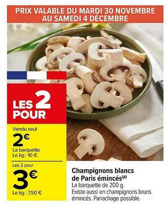 Carrefour Champignons Blancs De Paris émincés offre