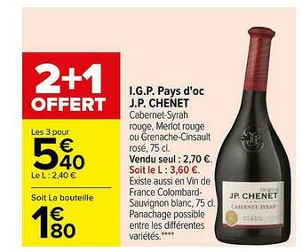 Carrefour I.g.p. Pays D'oc J.p. Chenet offre