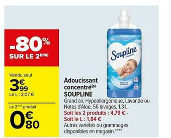 Carrefour Adoucissant Concentré Soupline offre