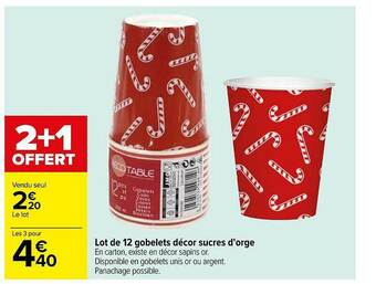 Carrefour Lot De 12 Gobelets Décor Sucres D'orge offre