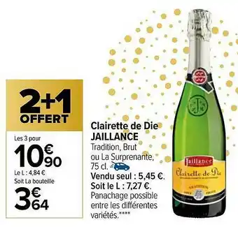 Carrefour Clairette De Die Jaillance offre
