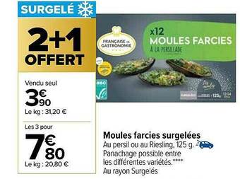 Carrefour Moules Farcies Surgelées offre