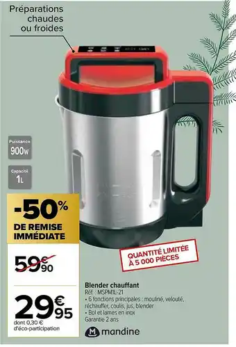 Carrefour Blender Chauffant Mandine offre
