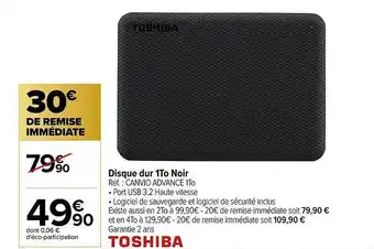 Carrefour Disque Dur 1to Noir Toshiba offre