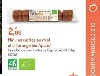 Botanic Mini Nonnettes Au Miel Et à L'orange Bio Apidis offre