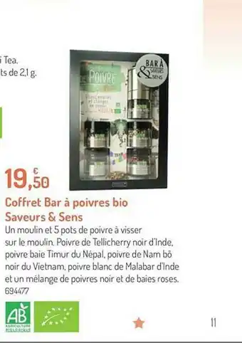 Botanic Coffret Bar à Poivres Bio Saveurs & Sens offre