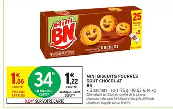 Intermarché Contact BN Mini biscuits fourrés goût chocolat offre