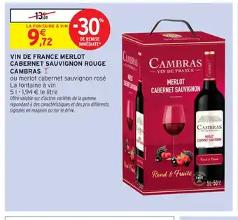 Intermarché Contact Vin de france merlot cabernet sauvignon rouge cambras offre