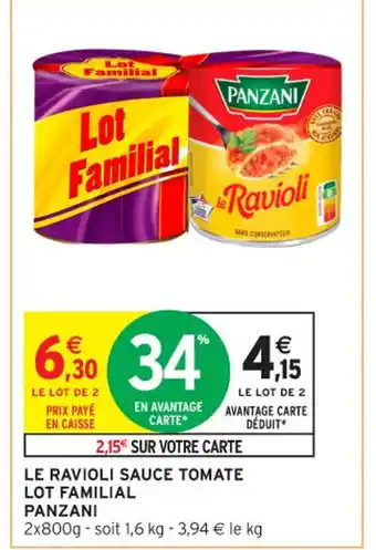 Intermarché Contact PANZANI Le ravioli sauce tomate lot familial offre