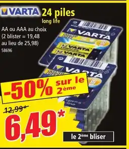 Norma VARTA 24 piles offre