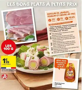Carrefour Market Jambon Cuit à L'ancienne Avec Couenne Label Rouge, Miel De Fleur Liquide Lune De Miel offre