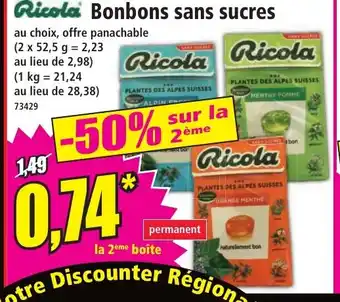 Norma RICOLA Bonbons sans sucres offre