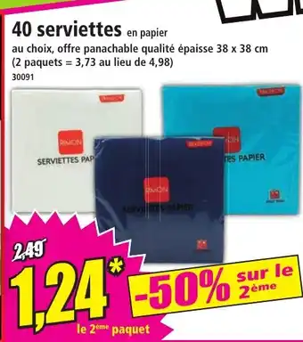 Norma 40 serviettes en papier offre