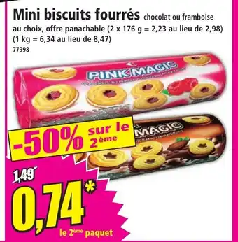 Norma Mini biscuits fourrés chocolat ou framboise offre