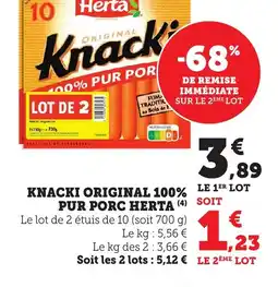 Maximarché HERTA Knacki original 100% le 1er lot pur porc offre